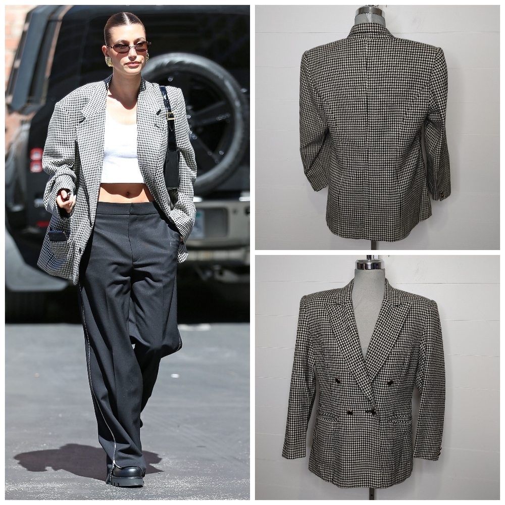 Vintage houndstooth double breasted blazer S/M